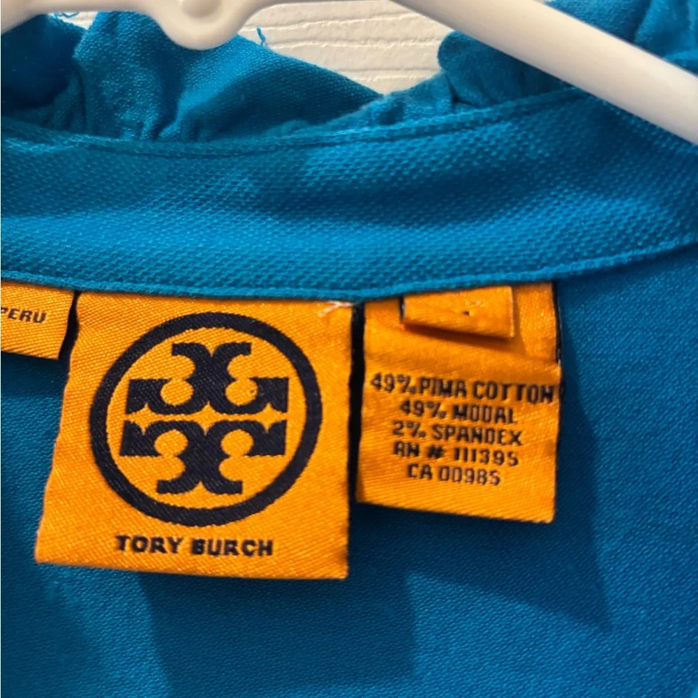 Tory Burch turquoise Sleeveless Ruffle Tank Top‎